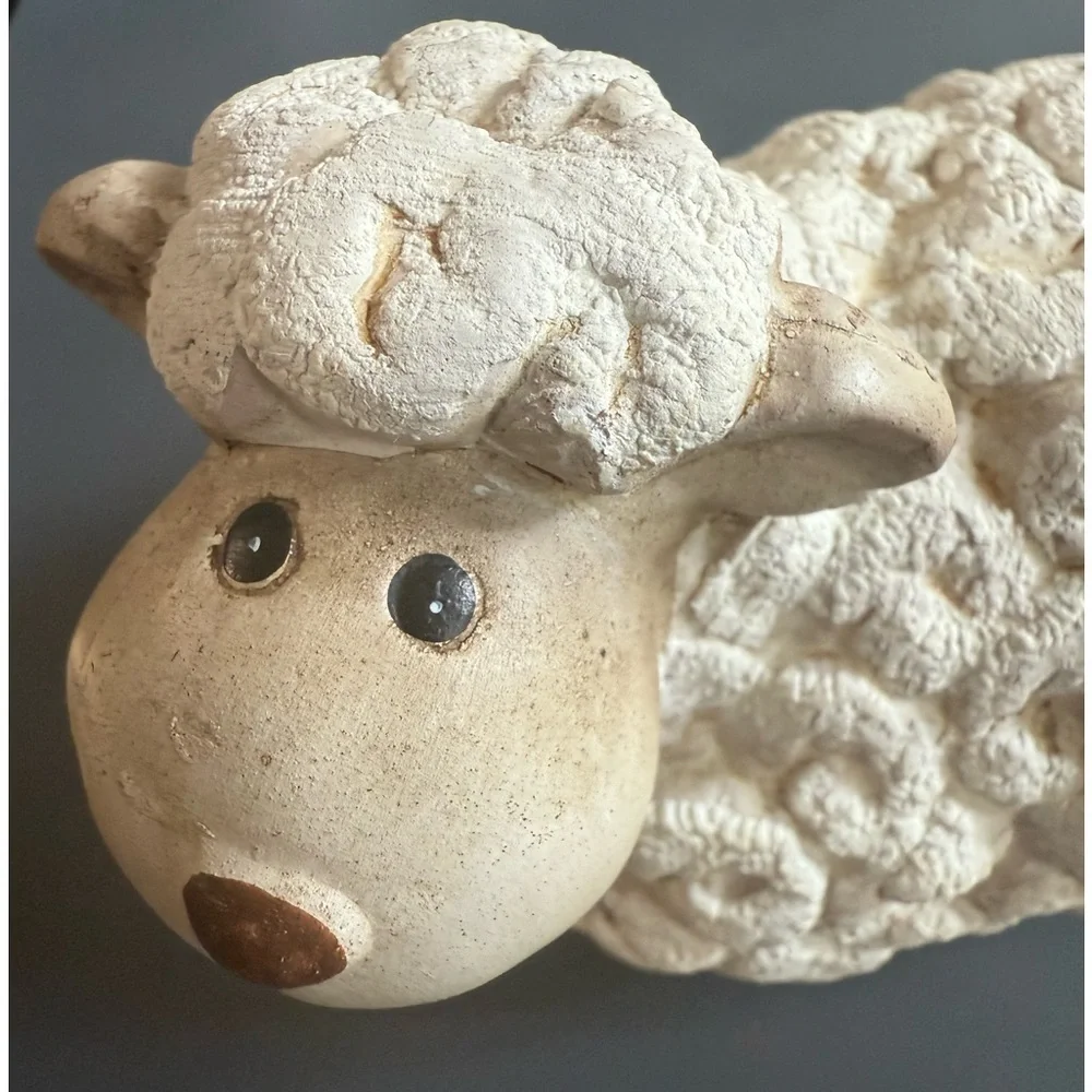 Resin Sheep Resting Lamb Art Pottery Garden Farm Nursery Decor Baby Shower Gift